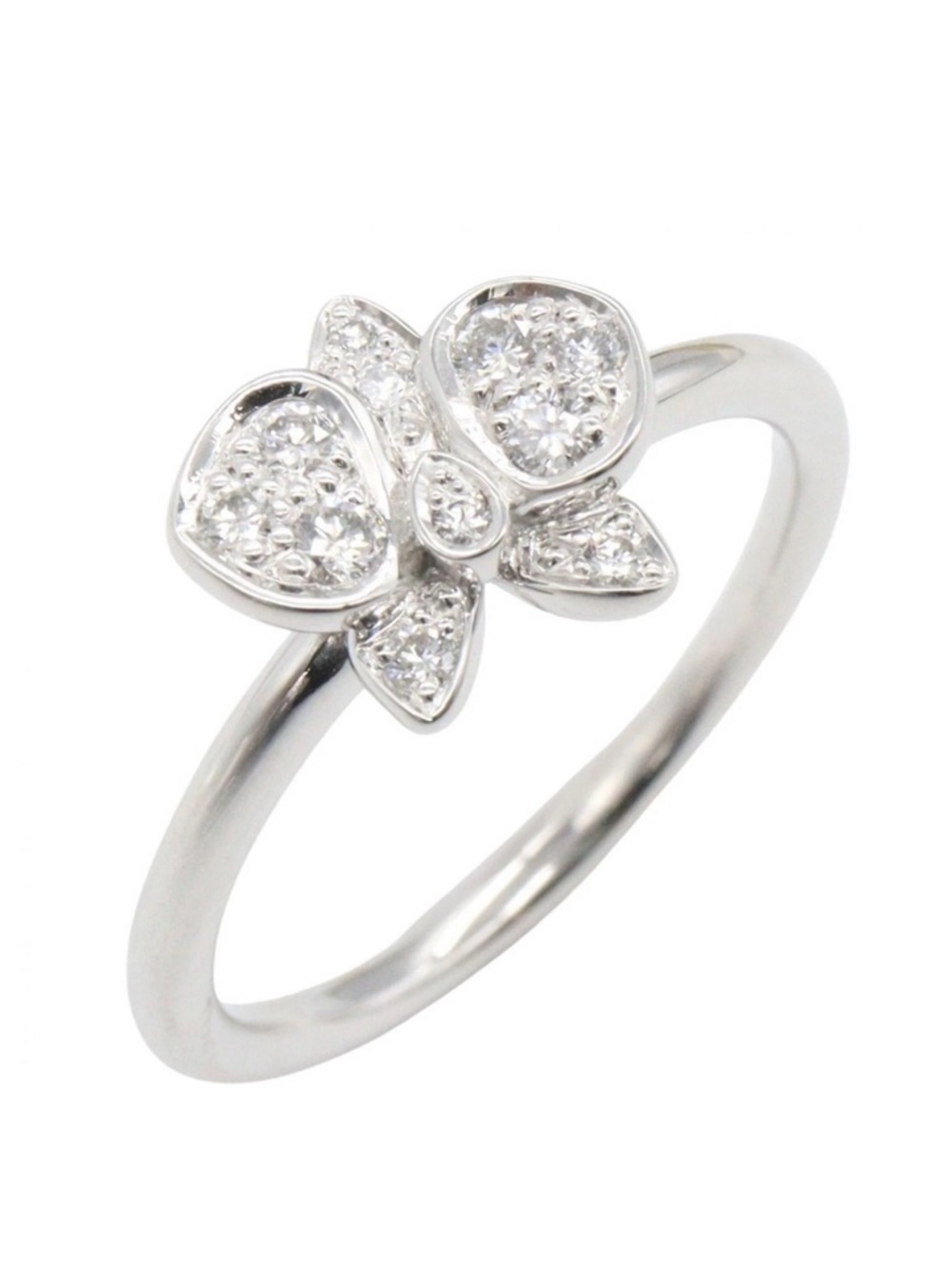 Cartier White Gold orchid Pavé Diamond Ring size 49